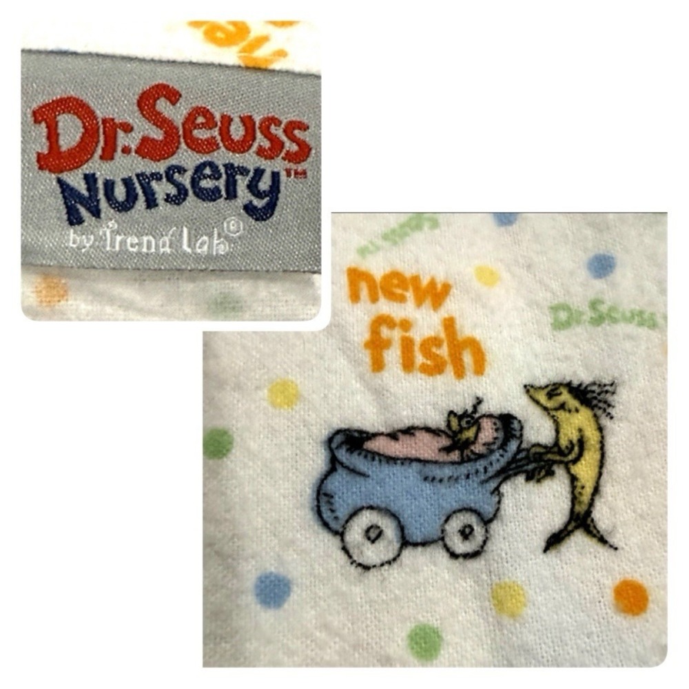 Dr Seuss Nursery Baby Swaddle Blanket Cotton Flannel New Fish Print Trend Lab